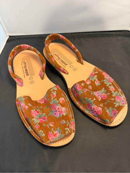 Jeffrey Campbell Shoes - NWT Jeffery Campbell Ibiza Floral Avarca Flat Leather Sandals Brown Boho Size 41